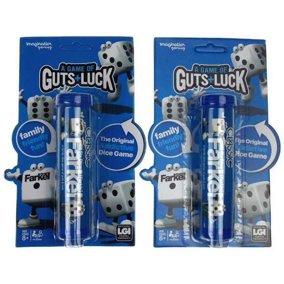 Legendary Game Classic Farkel Blue Tube Lot 2 Dice Farkle Guts Luck Family Party - Picture 1 of 3